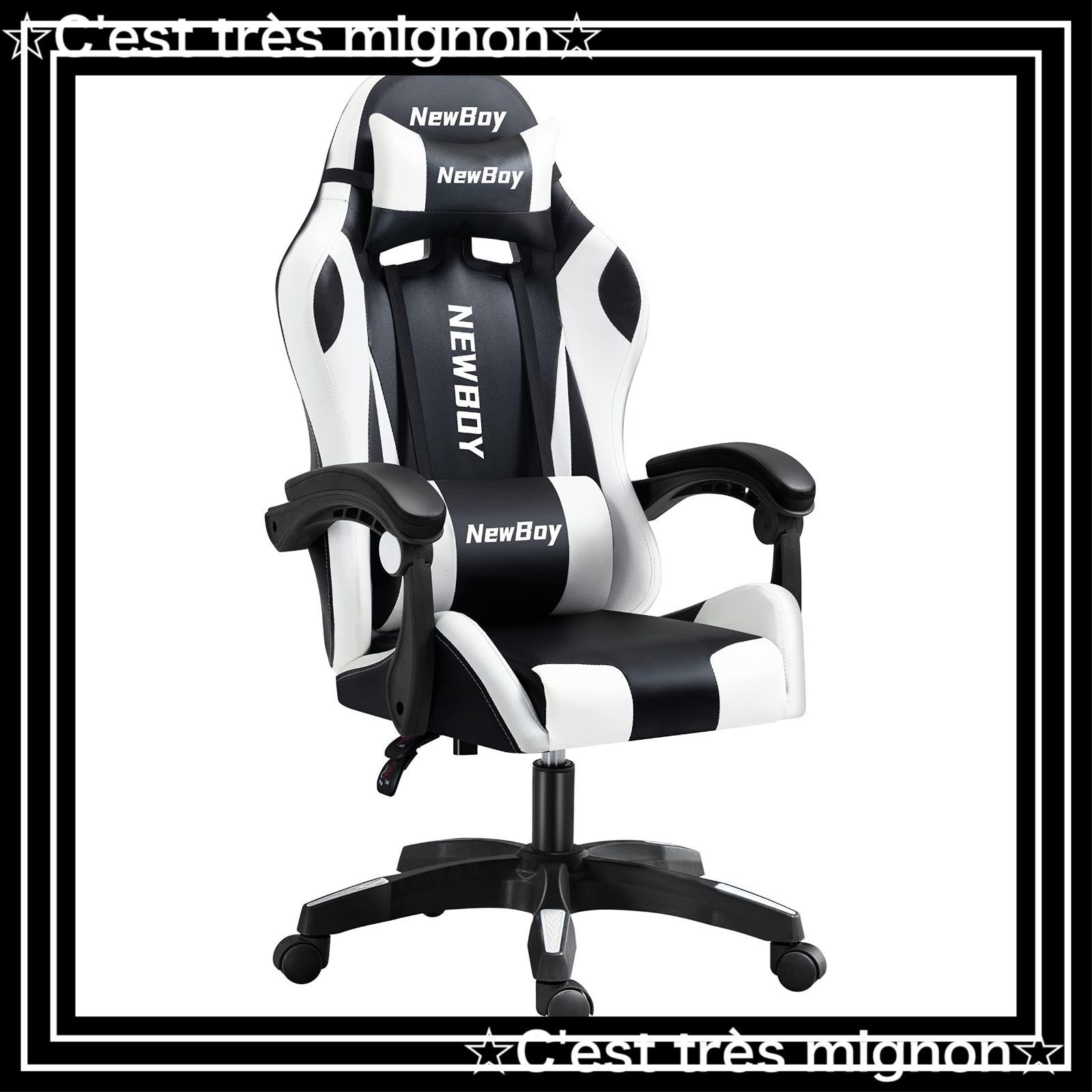 スピード発送 オフィスチェア chair オットマン オフィス gaming ゲーム用 リクライニング デスク|パソコンチェア ゲーミングチェア 疲れない 椅子 NewBoy テレワーク 黒と白