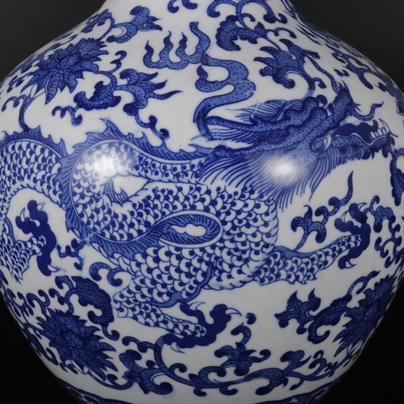北宋官窯青花竜紋天球瓶  景徳鎮 陶磁器 装飾品 工芸品美術品 置物 北宋官窯青花竜紋天球瓶 景徳鎮 陶磁器 装飾品 工芸品美術品