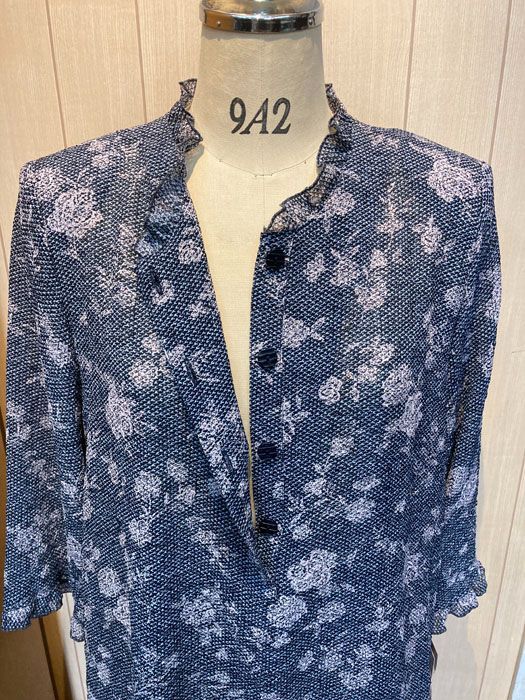 前ボタン七分袖チュニック