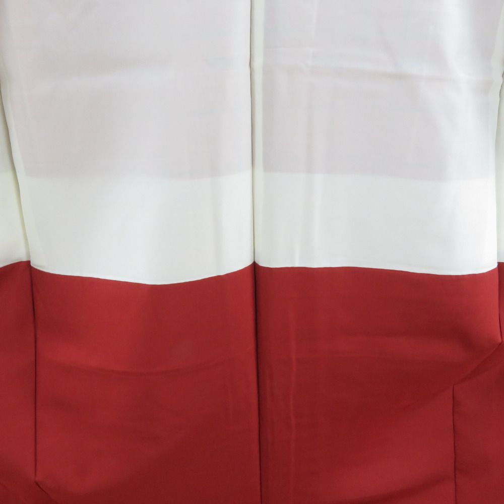 紬 着物 アンサンブル 羽織付 格子に燕文様 袷 広衿 赤ピンク色x白色