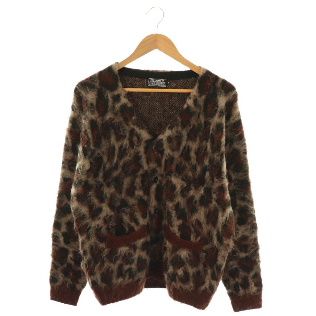 ヒステリックグラマー HYSTERIC GLAMOUR 起毛 カーディガン ニット レオパード ヒョウ柄 S ブラウン |DF OS SH