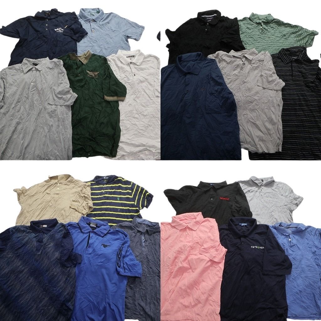 古着卸 まとめ売り ポロシャツ 20枚セット (メンズ XL ) ラルフローレン 90s～00s ボーダー 無地 ワンポイント 中古 古着 MY7334