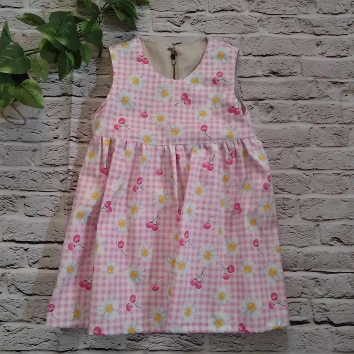 ハンドメイドウエストギャザーワンピース