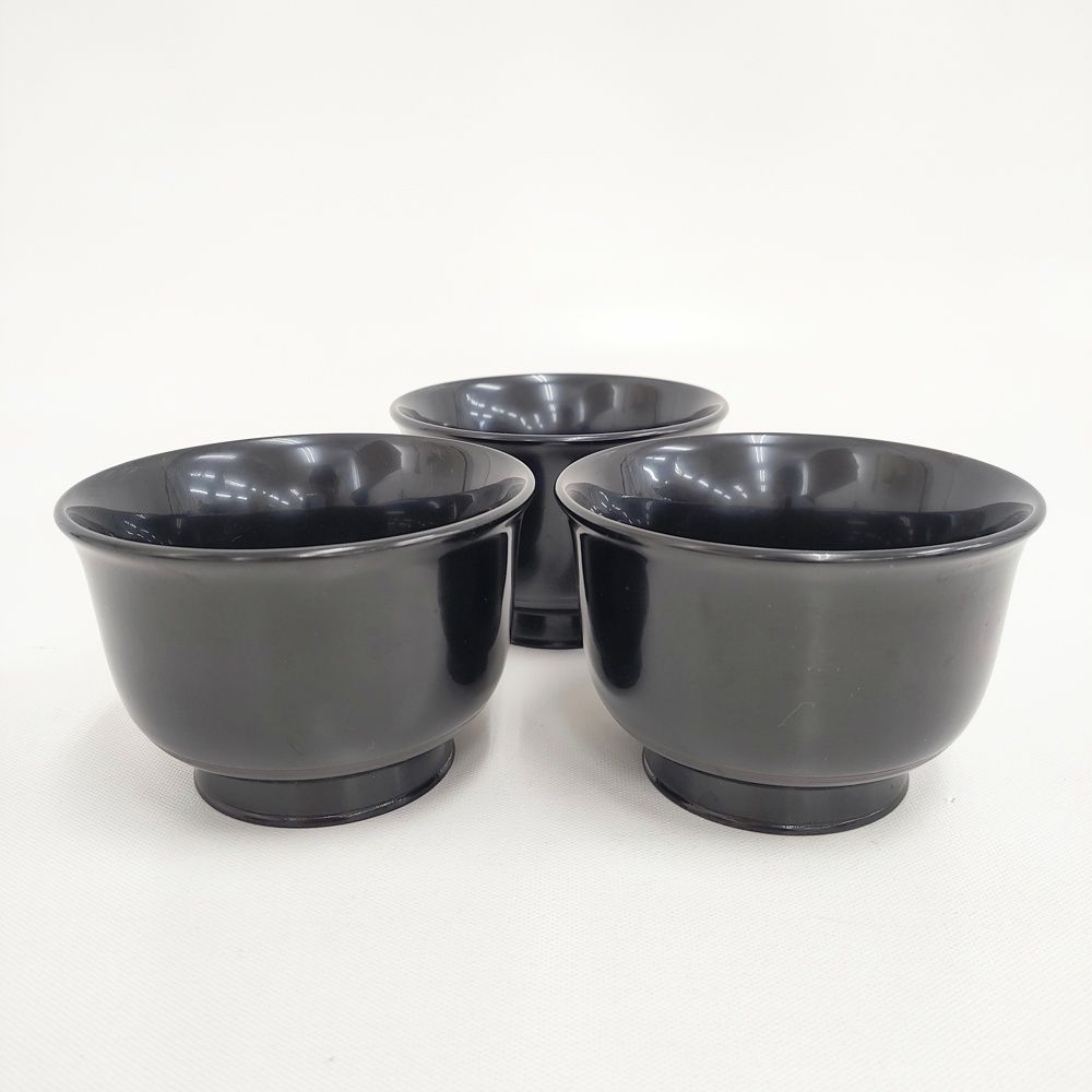 奥田志郎 黒サハリ椀 漆器 3個セット 食器 ブラック レディース 5-0508G◎