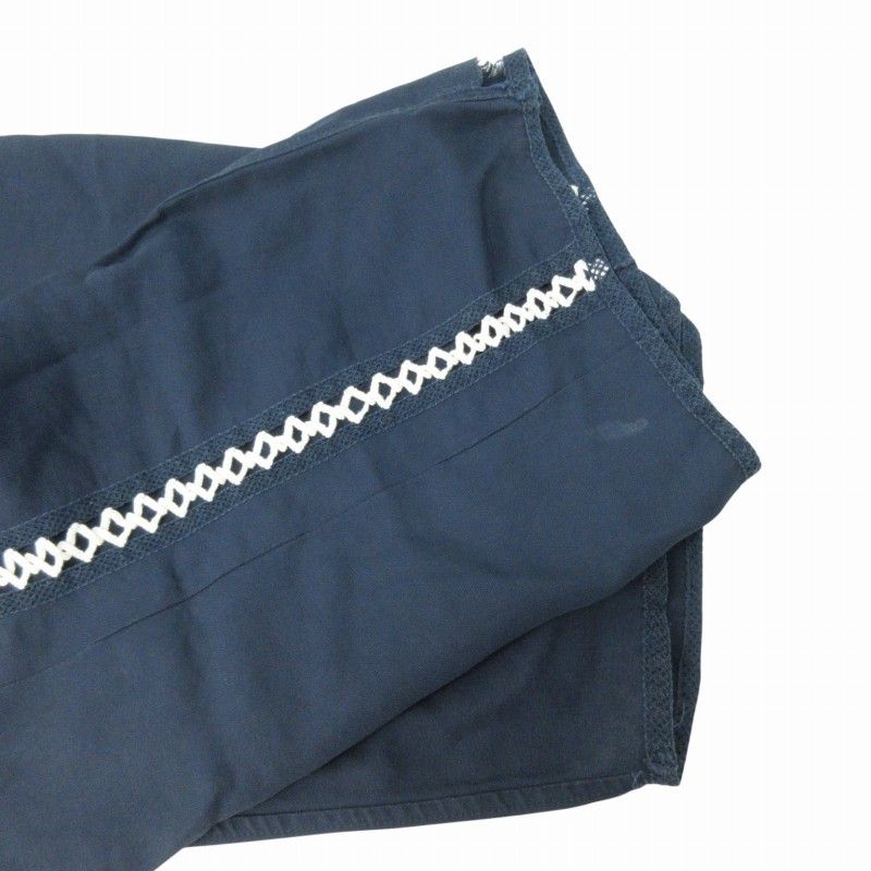 イッセイミヤケ ISSEY MIYAKE ワイドパンツ レース 2 紺 ネイビー  