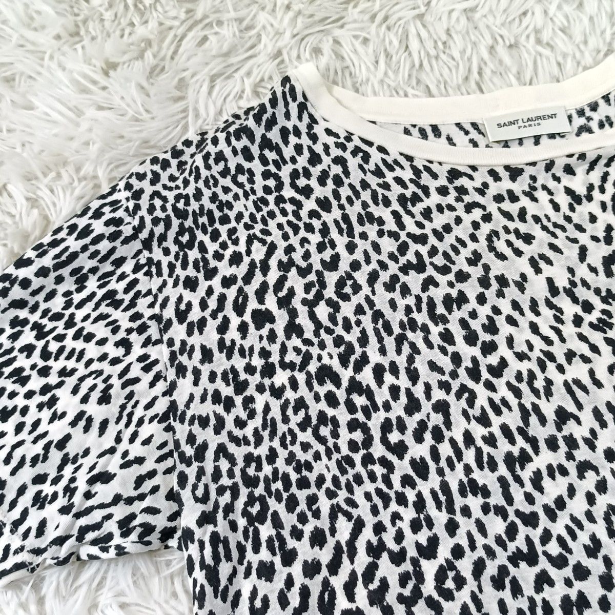 SAINT LAURENT PARIS エディ期 2014年製 ヒョウ柄 Tシャツ XS