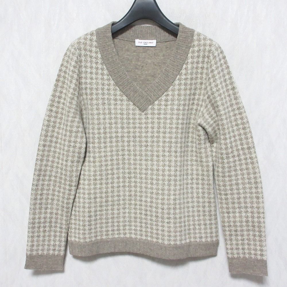 美品 OLD ENGLAND オールドイングランド カシミヤブレンド 千鳥格子柄 