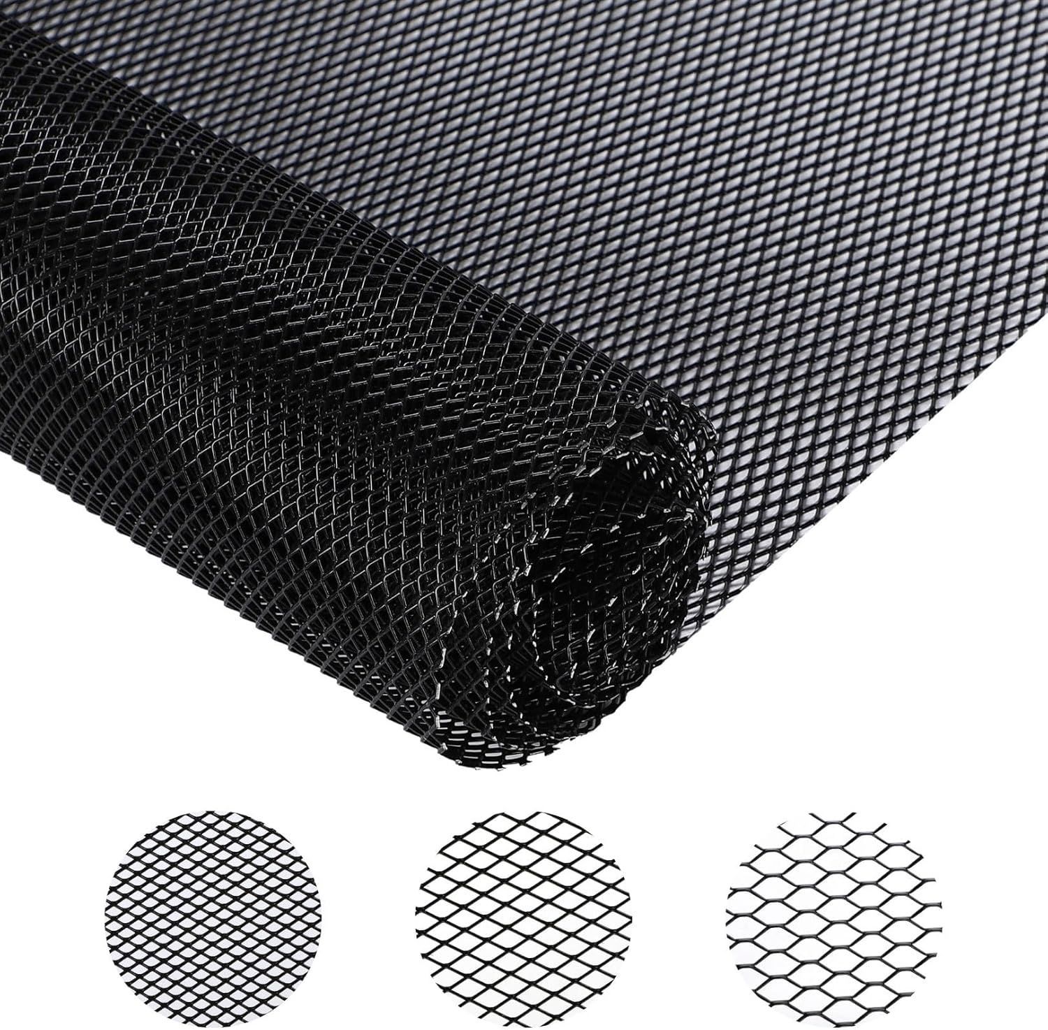 フロントグリル メッシュ アルミ製 汎用 グリルカバー 100cm×33cm (ブラック 3×6パターン)CYB323特価アイテム