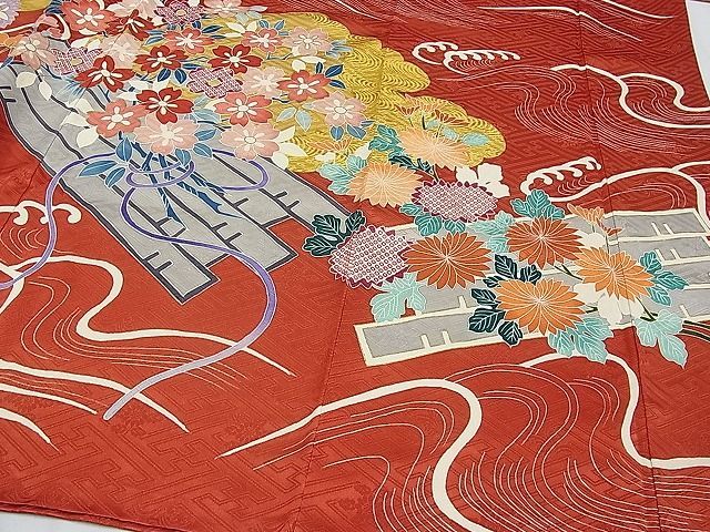 平和屋本店□極上 創業460年・千總 振袖 駒刺繍 立波花筏文 金彩 平和屋本店□極上 創業460年・千總 振袖 駒刺繍 立波花筏文 金彩