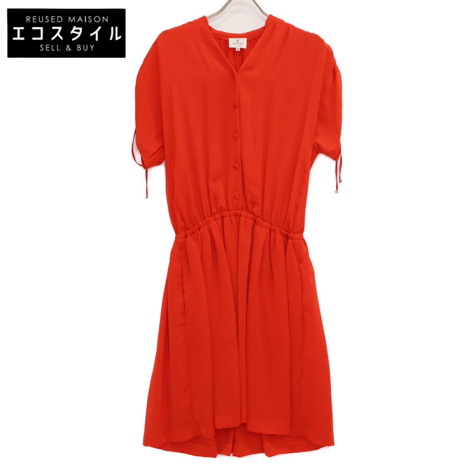 LANVIN en Bleu ランバンオンブルー ﾚｯﾄﾞ 3446301 ﾜﾝﾋﾟｰｽ 36 - メルカリ 