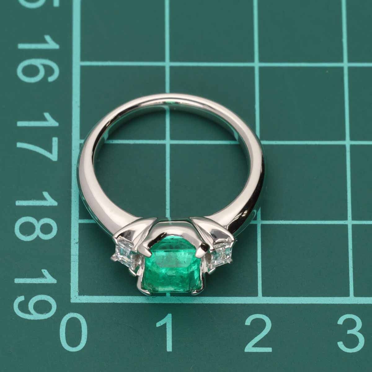 鑑別付 Pt900 0.24ct エメラルド ダイヤモンド ネックレス トップ