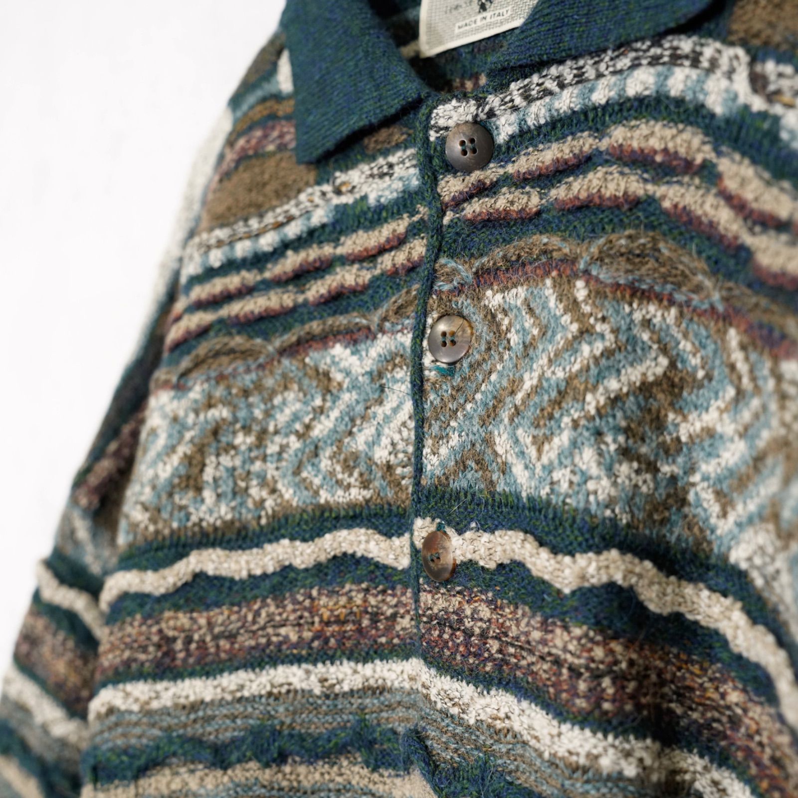 SPECIAL ITEM* EU VINTAGE SEGRETO 3D KNIT POLO SHIRT MADE IN ITALY 