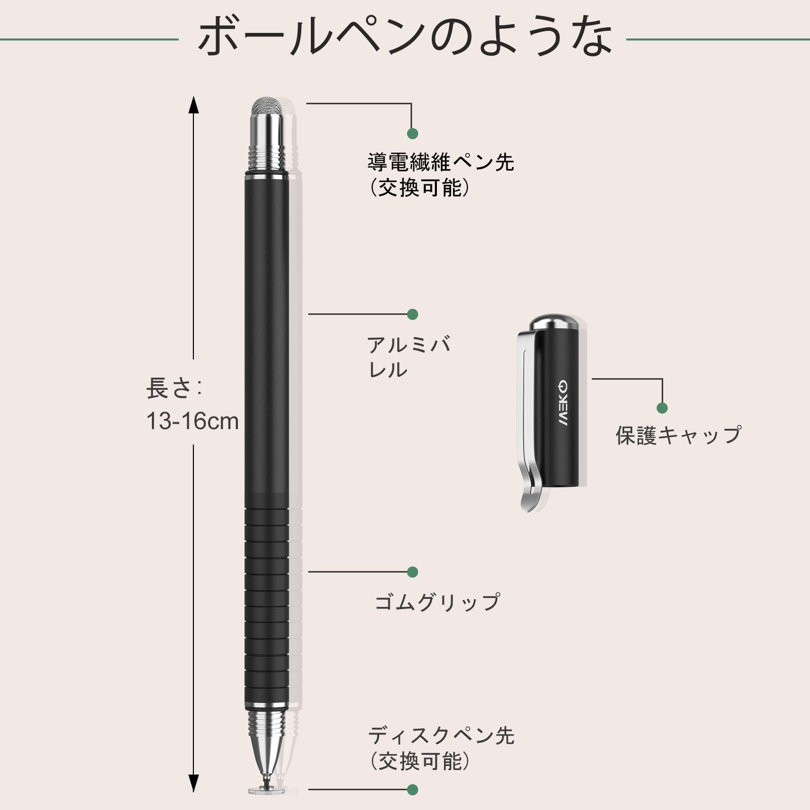 在庫わずか】ブラック/ホワイト MEKO スタイラス タッチペン2本 +交換用ペン先６個 iPhone iPad Android タブレット  (ブラック/ホワ メルカリ