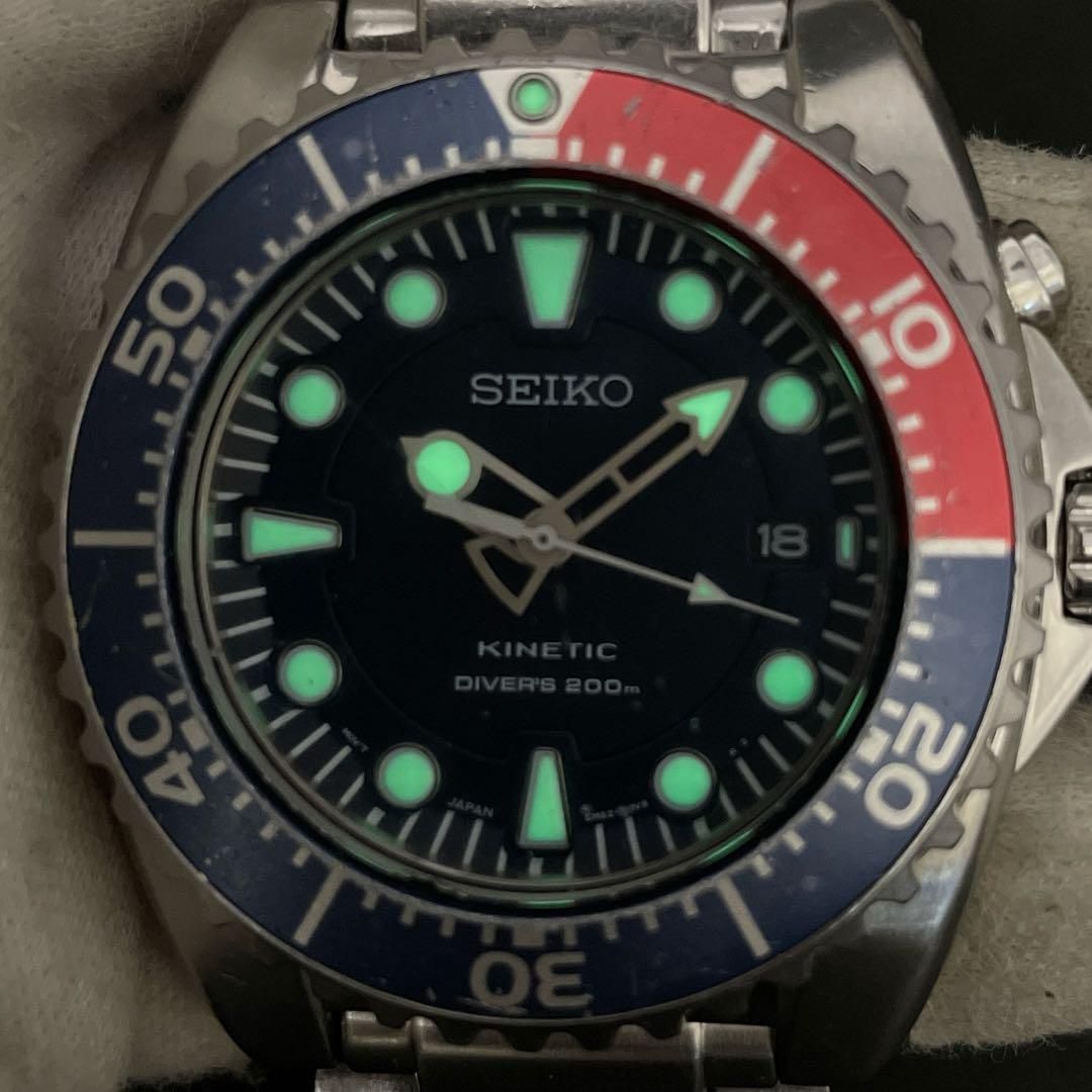 【美品/稼働】SEIKO キネティック 腕時計 5M62-0BL0 ペプシベゼル 二次電池交換済】SEIKO キネティック 5M62-0BL0 ペプシベゼル KINETIC