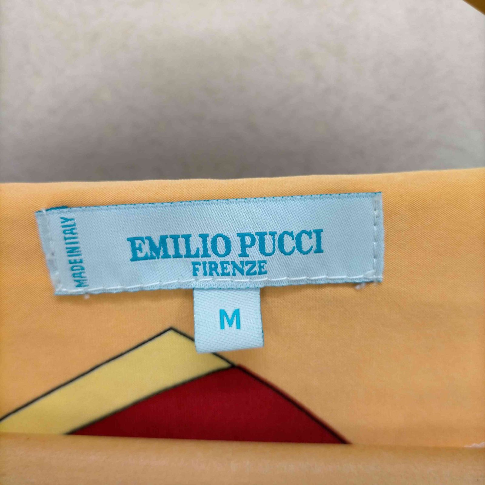 エミリオプッチ EMILIO PUCCI イタリア製 幾何学模様 Vネックシルクワンピース レディース import：M