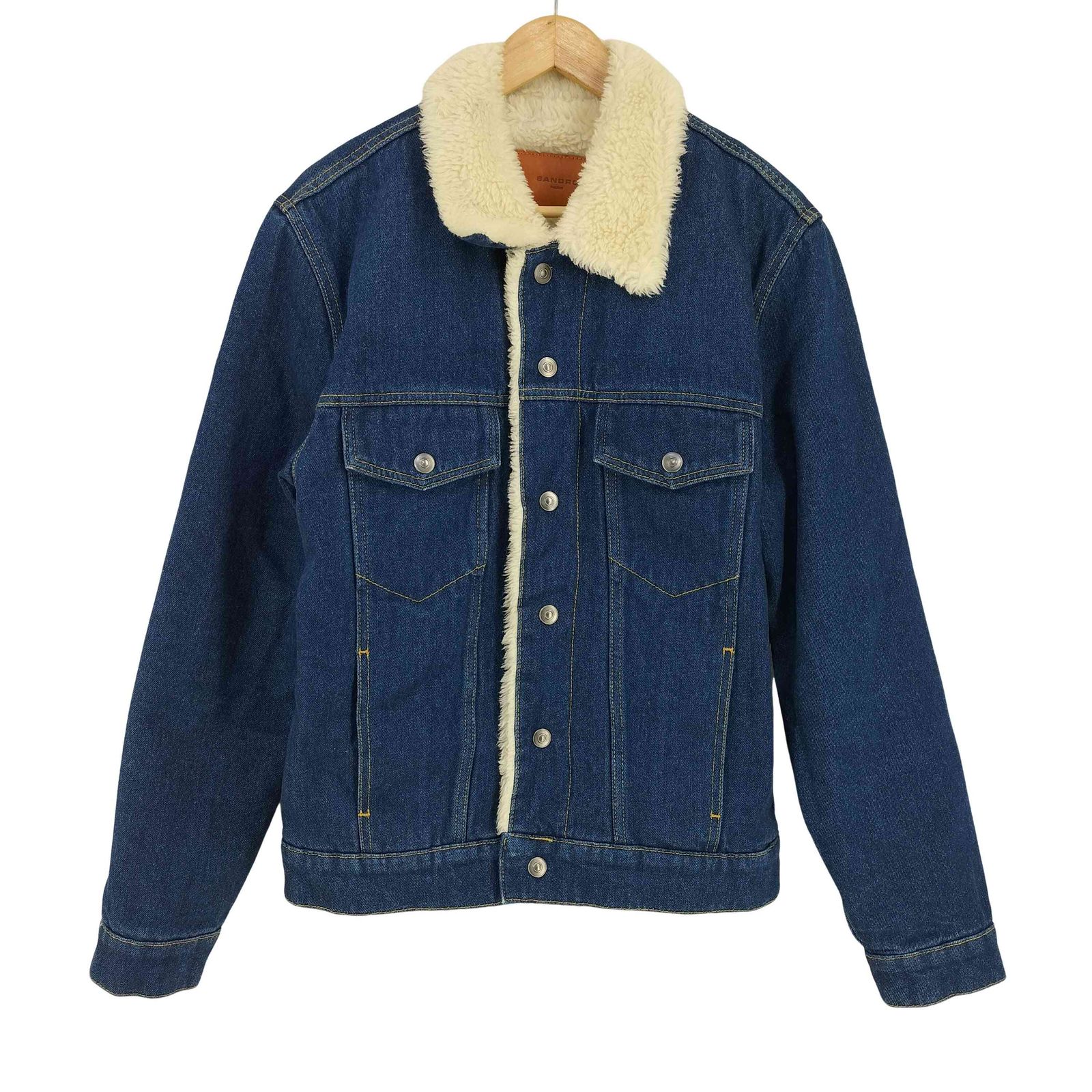 サンドロパリ sandro PARIS Faux Shearling Denim Jacket In Midnight Blue メンズ 表記無 