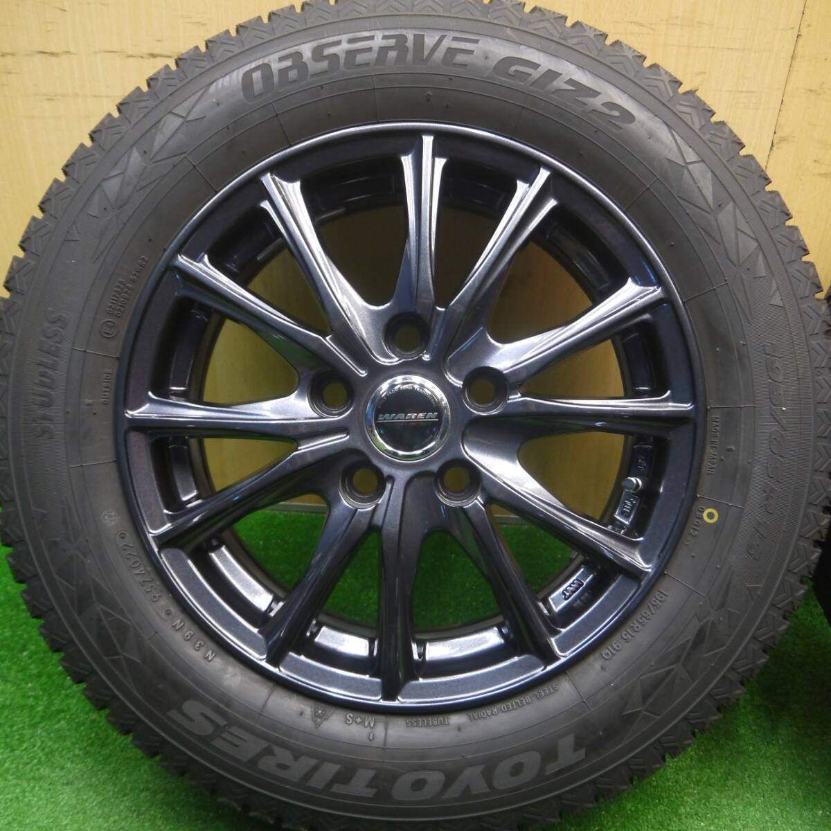 saoringo① 2本 195/65R15 22年製　深溝アルミセット！ バリ溝！22年！☆スタッドレス 195/65R15 トーヨー オブザーブ