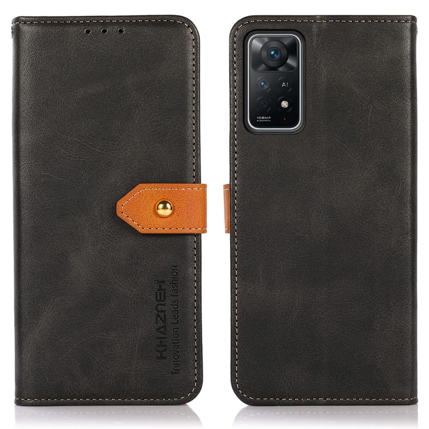 Xiaomi Redmi Note 11 pro 5G ケース 手帳型 Note 11 pro 財布型 高級PUレザー 耐衝撃 マグネット式ボタン スピーカーホール付き カード収納 大容量 3枚 横置きスタンド機能 ストラップホール有り 耐摩擦