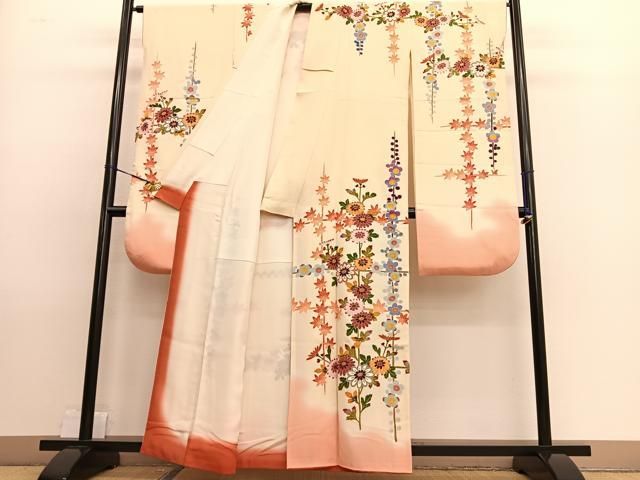 平和屋着物○豪華振袖 友禅 飾花文 暈し染め 正絹 逸品 AABD0993ph