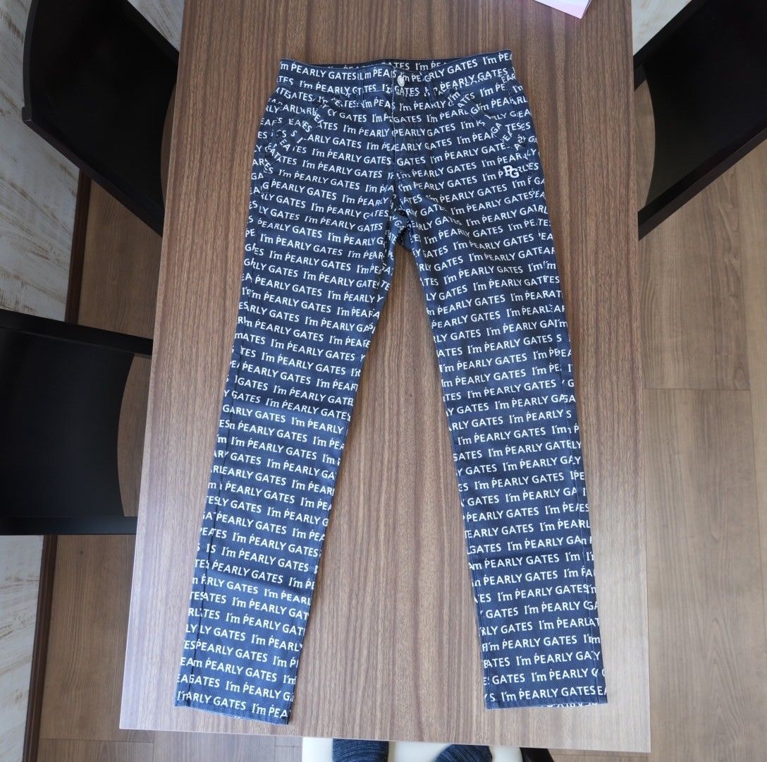 ☆超美品☆パーリーゲイツ 総柄 パンツ 30周年 ロゴ総柄 ストレッチ