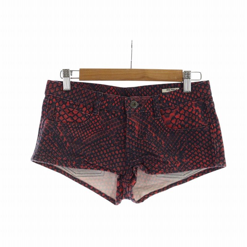 ミュウミュウ miumiu ショートパンツ ジップフライ パイソン柄