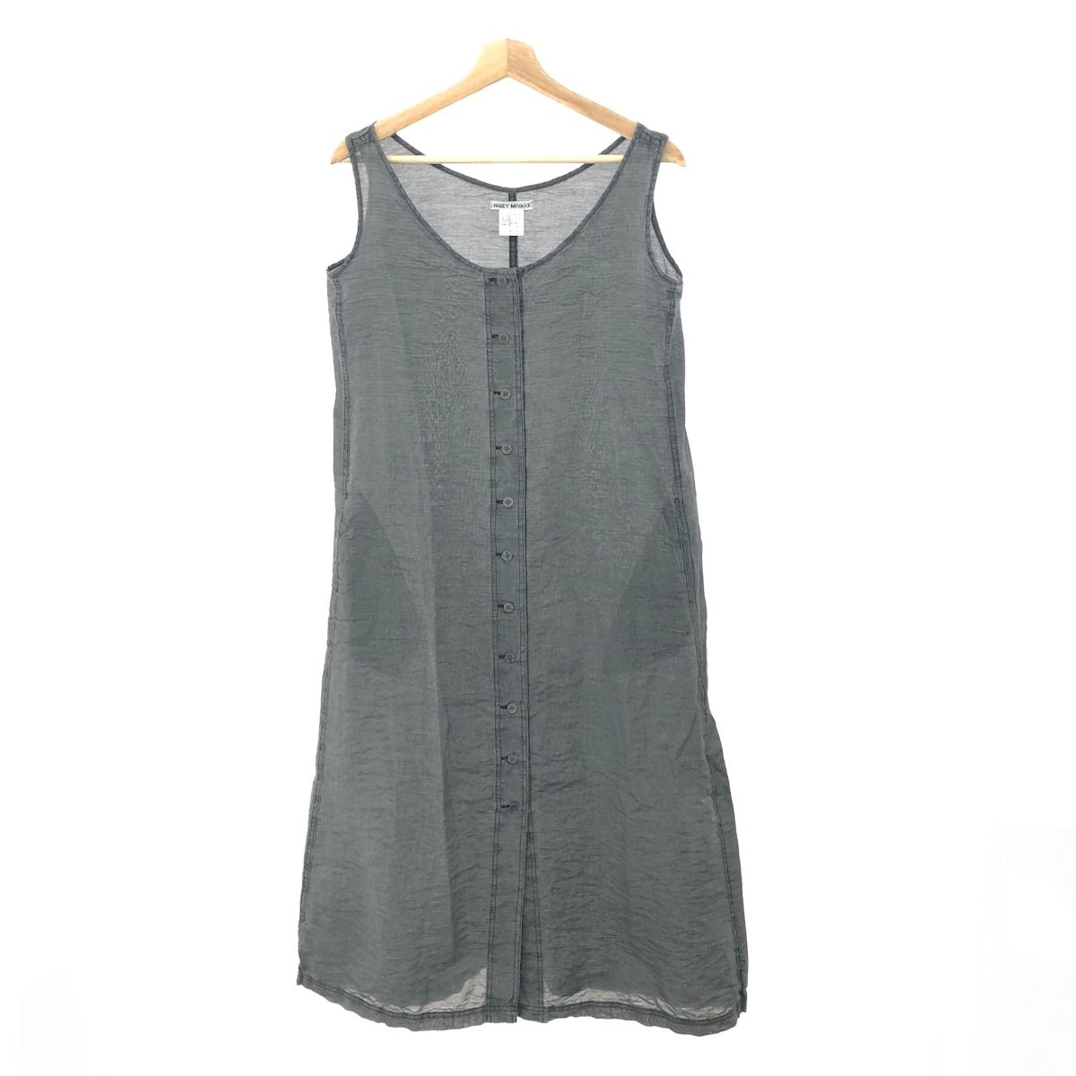 ISSEY MIYAKE イッセイミヤケ ノースリーブワンピース サイズ S IM01FH046 コットン×ナイロン ブラック グレー レディース 241011011747