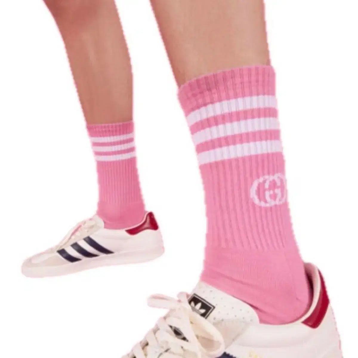 新品 GUCCI(グッチ) Adidas(アディダス) ソックス 靴下 ピンク M