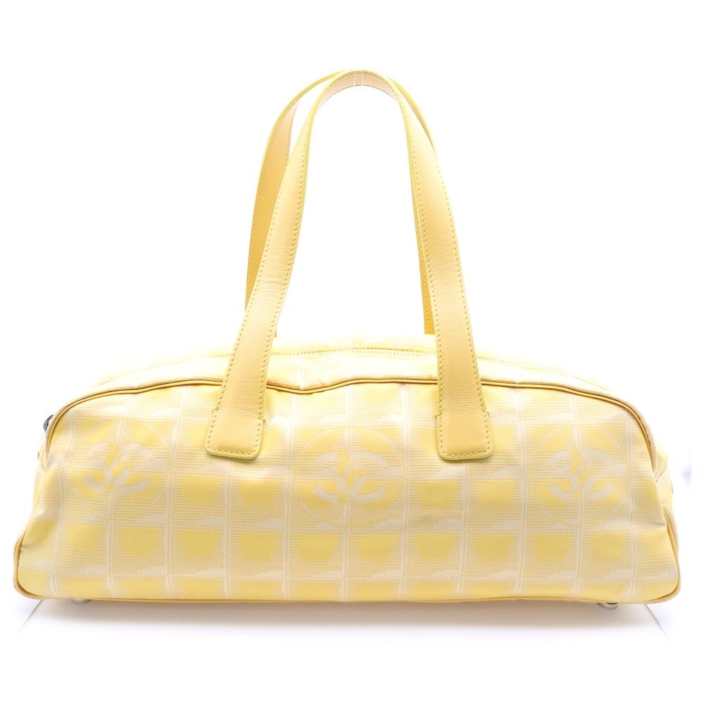 CHANEL (샤넬) 뉴 트래블 라인 볼링 백 핸드백 미니 백 가죽 x 나일론 옐로우