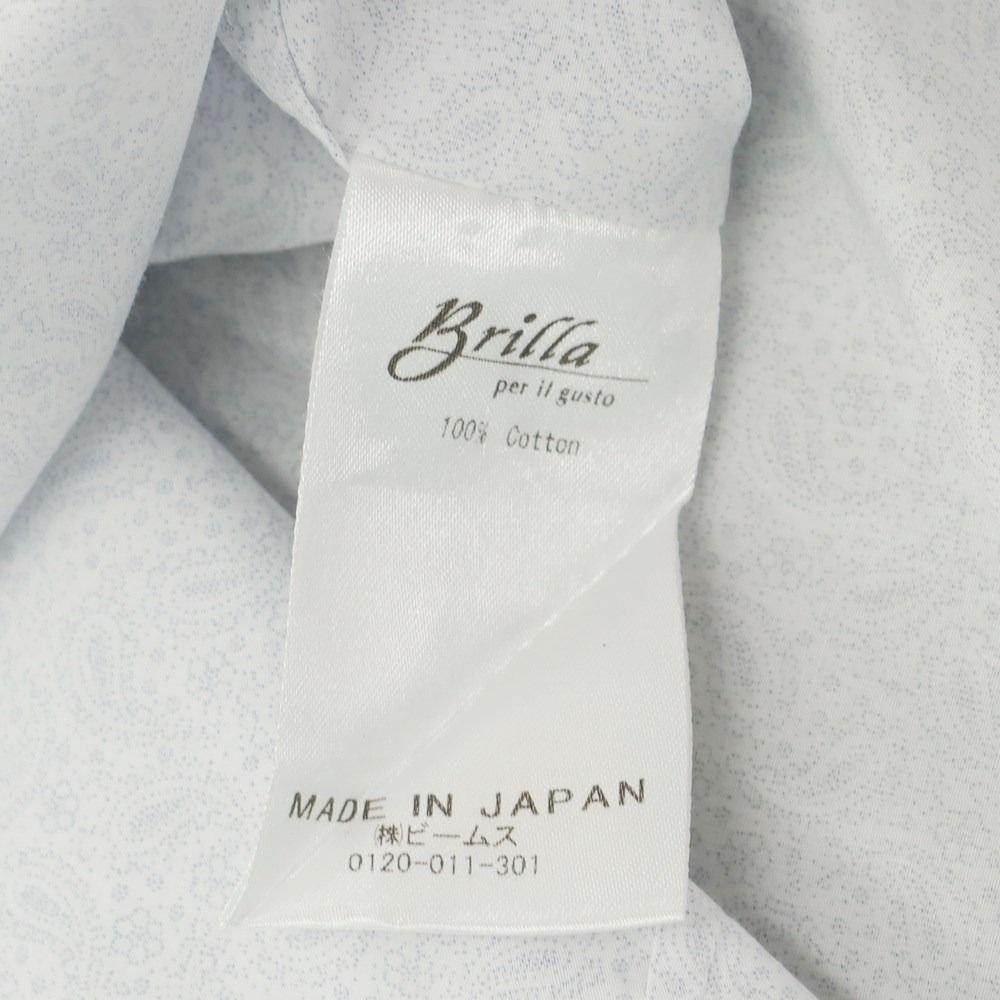 【中古】ブリッラ ペル イル グスト Brilla per il gusto ペイズリー柄 クレリックシャツ ホワイトxネイビー【サイズ40】【メンズ】