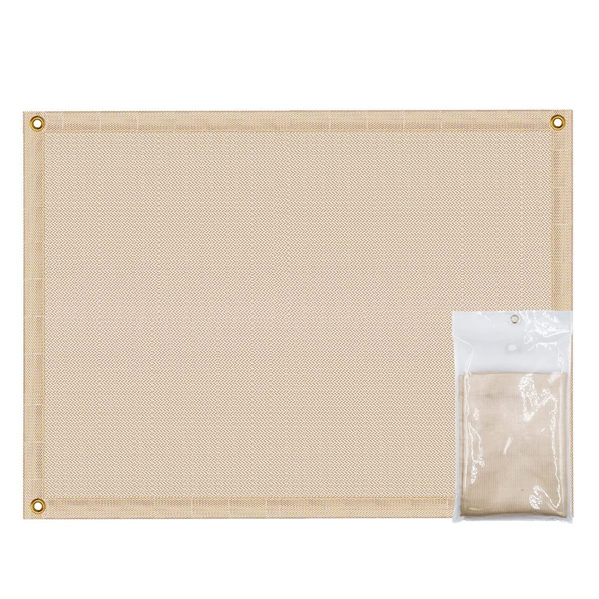 Color ゴールド 200cm×200cm hiino kano 焚き火シート 防火シート チクチクしない スパッタシート 第二世代 撥水機能付き 収納袋付き ガラス繊維 瞬間耐火温度1500度 繰り返し利用 芝生保護 耐熱 防災 キャンプ場 ソロキャンプ