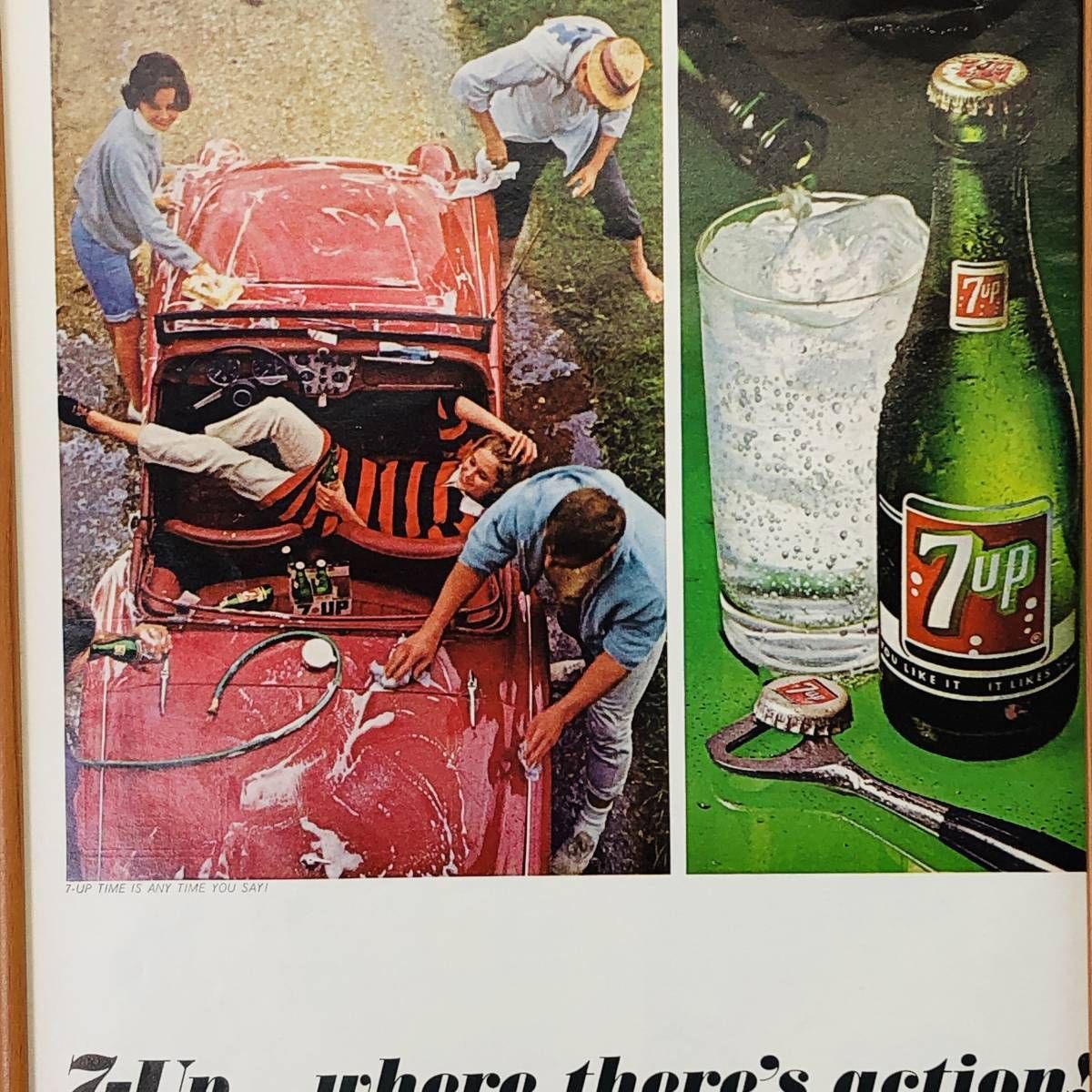 セブンアップ 7UP 』ビンテージ 広告 60年代 フレーム 付 ポスター 当時物 額付 LIFE 雑誌 アンティーク メルカリShops