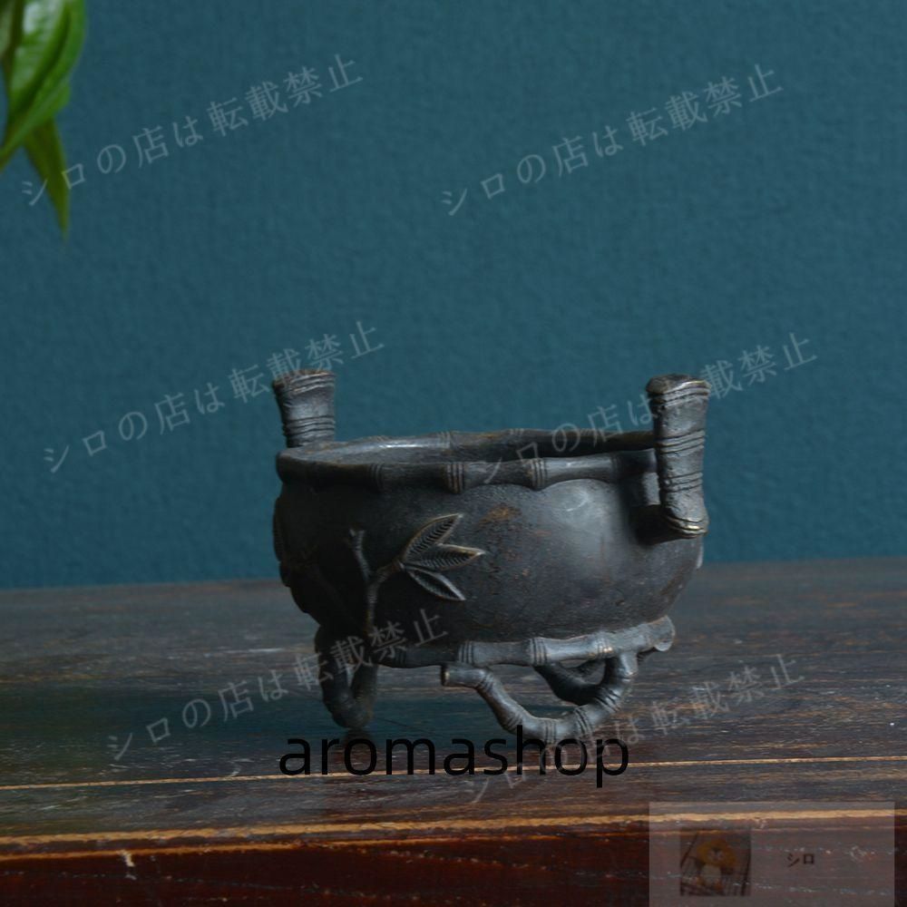 銅炉 香炉【福地洞天】 三足竹節紋香炉 宣徳炉 茶道香道具 工芸品 置物