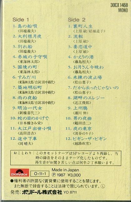 カセット / 田端義夫/東海林太郎/新橋喜代三 / SP原盤による 懐かしの