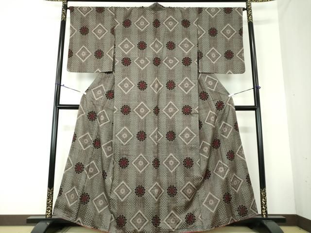 平和屋着物○本場大島紬 龍郷絣 花菱文 正絹 逸品 未使用 DAAS3282ps