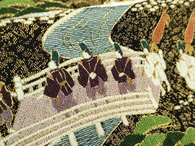 平和屋着物□極上 松尾光琳 中国三大刺繍 相良刺繍 黒留袖 御即位図