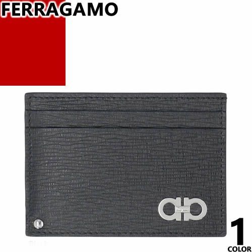 フェラガモ FERRAGAMO カードケース ガンチーニ メンズ 定期入れ パスケース 本革 革 薄型 薄い ブランド おしゃれ 黒 ブラック GANCINI CARD HOLDER 66A061 685914