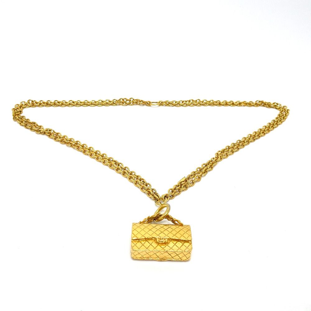 美品　シャネル　CHANEL マトラッセ　ネックレス　ヴィンテージ シャネル バッグ型 モチーフ マトラッセ ヴィンテージペンダント