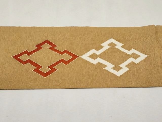 平和屋本店□極上 銀座 志ま亀 九寸名古屋帯 菱吉祥文 金彩 鬼しぼ縮緬