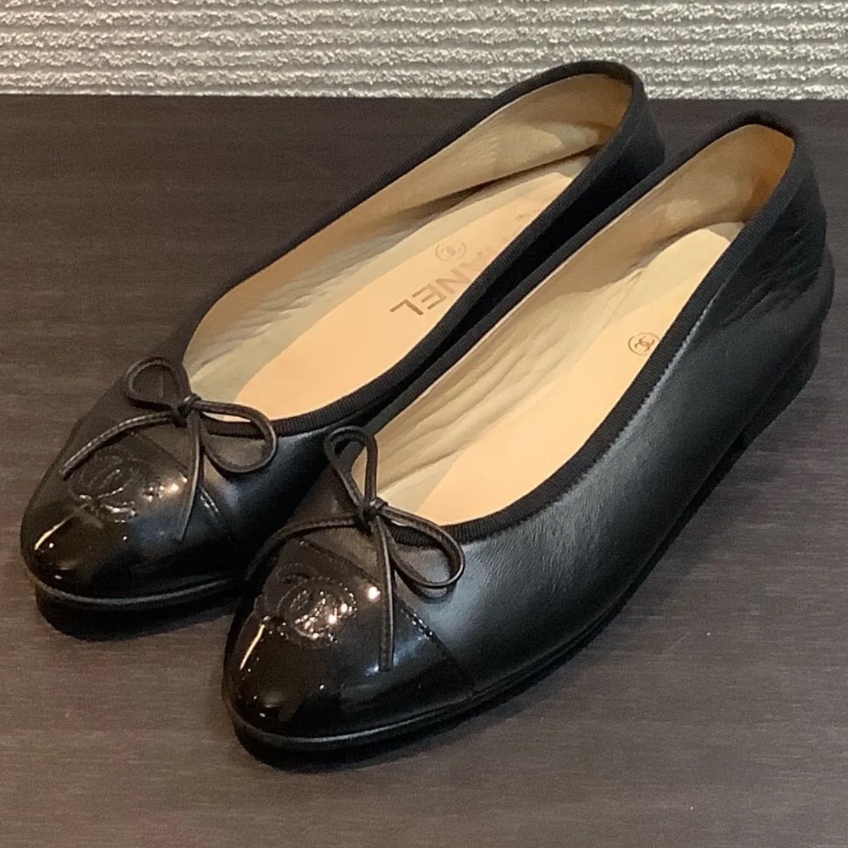 CHANEL シャネル バレリーナ バレエシューズ ブラック リボン