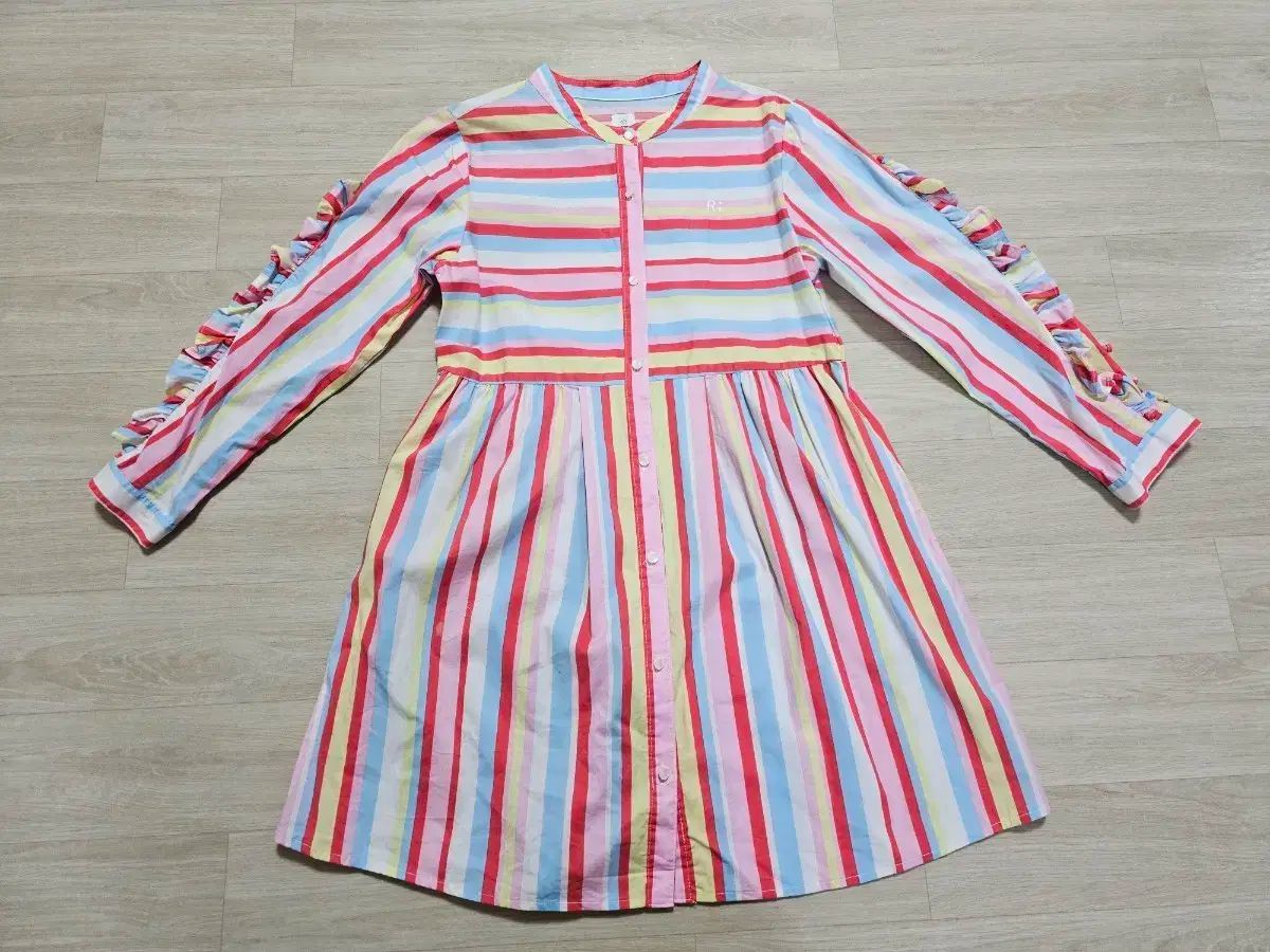 新品 アルボット ストライプ シャツ ワンピース 女児 145