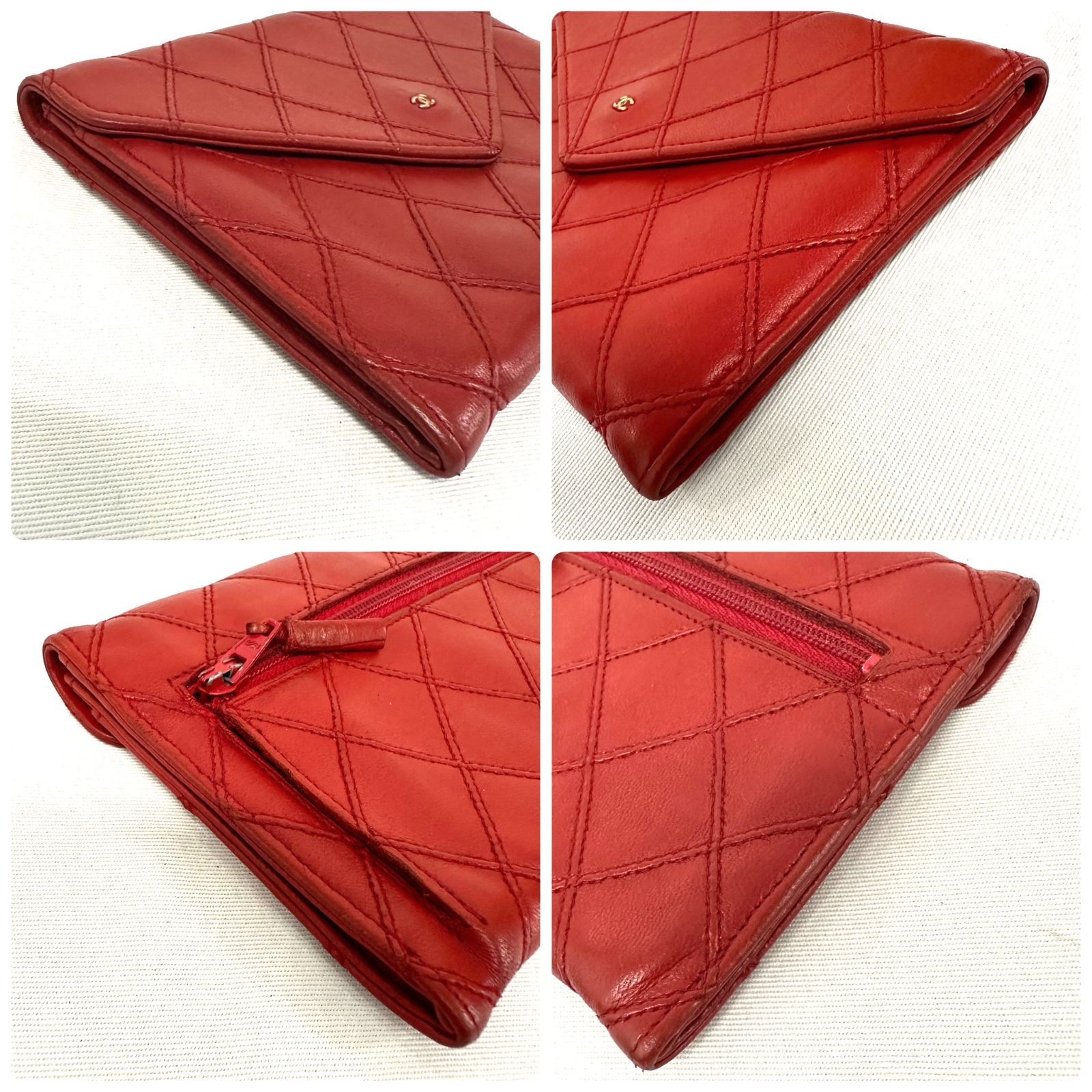 CHANEL シャネル ビコローレ ラムスキン 二つ折り財布 レッド - メルカリ