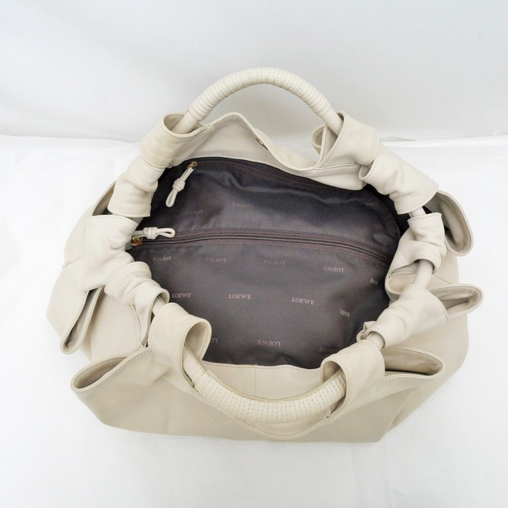 名東】【LOEWE】ロエベ ナッパアイレ ハンドバッグ アイボリー 309.82 