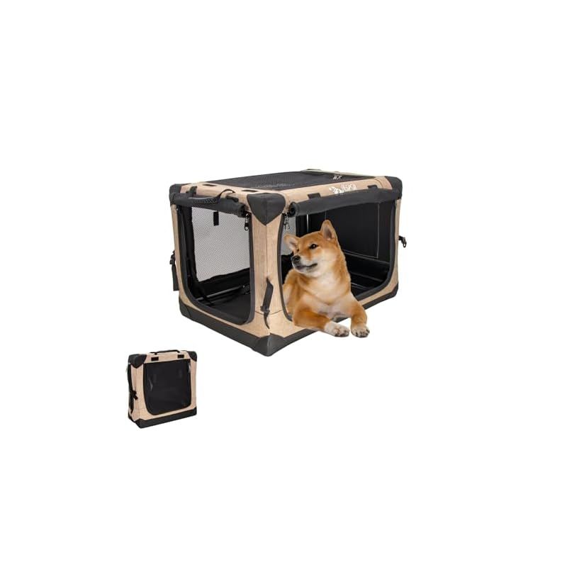 GPR ペット用ソフトクレート ペットキャリー ペットハウス 猫犬兼用 折りたたみ式 洗濯 取り外し カーキ L 0
