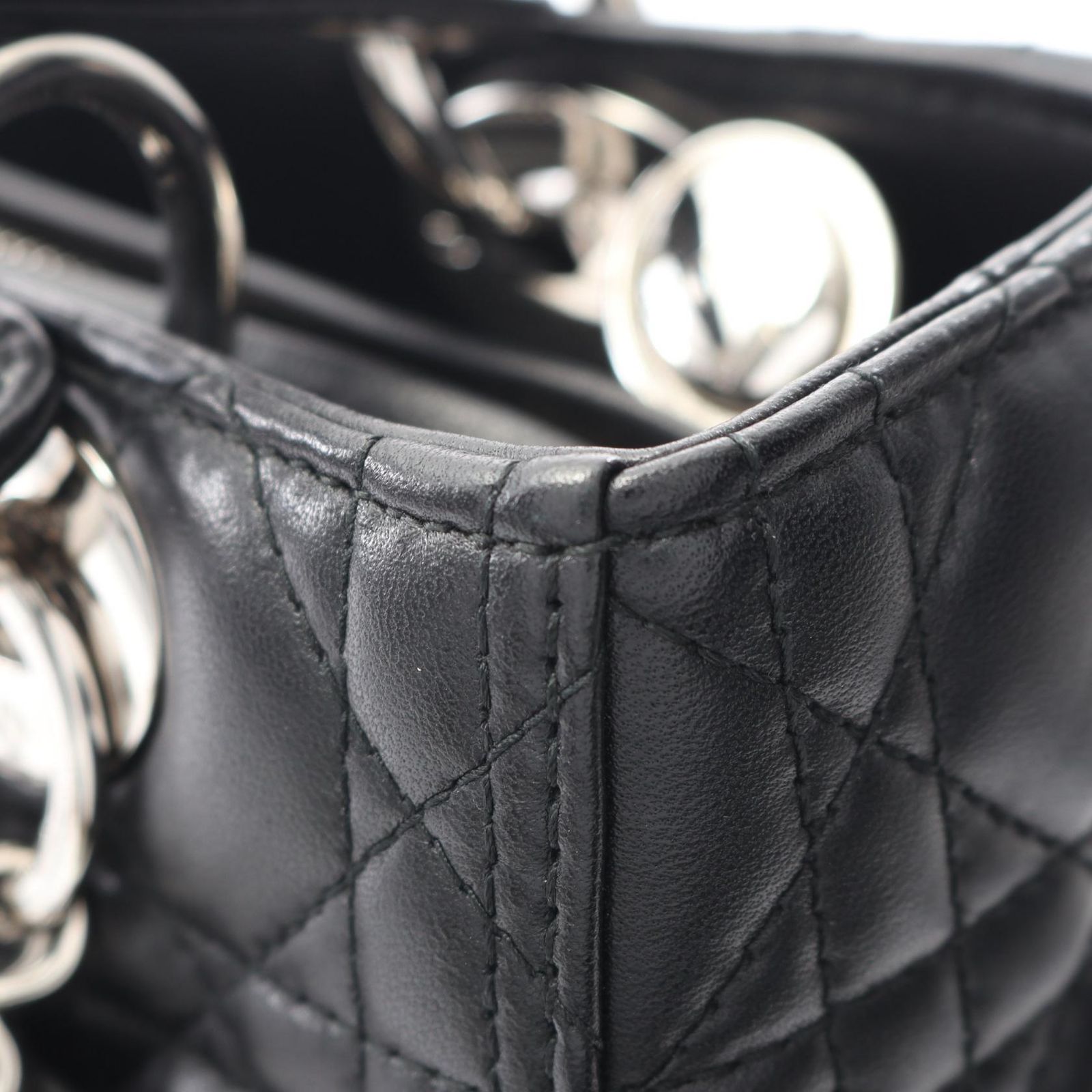 ディオール Dior ハンドバッグ LADY DIOR レディディオール カナージュ M0565BNGE-M900 ブラック レザー レディディオール カナージュ 2wayトート レディース Used A DECORATOM_COM_BR