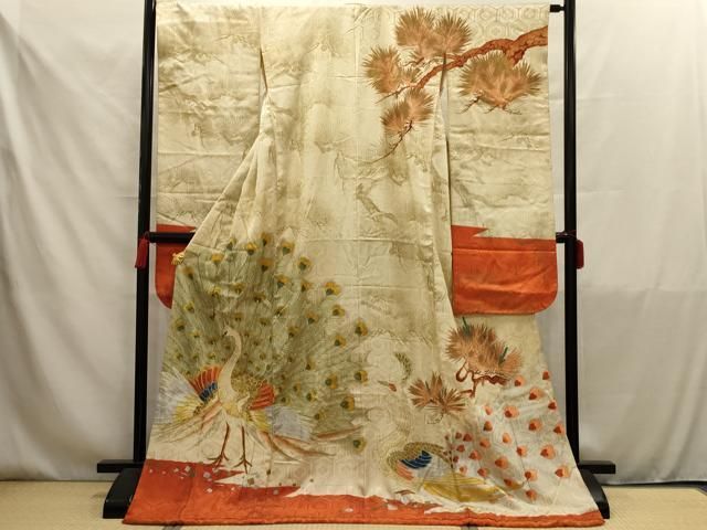 平和屋本店■極上　アンティーク 大正ロマン お引きずり・お引き摺り・訪問着・長襦袢(二部式)セット 牡丹 黒地 金彩  逸品　DZAA8131kh5 平和屋本店□極上 アンティーク 大正ロマン お引きずり・お引き摺り