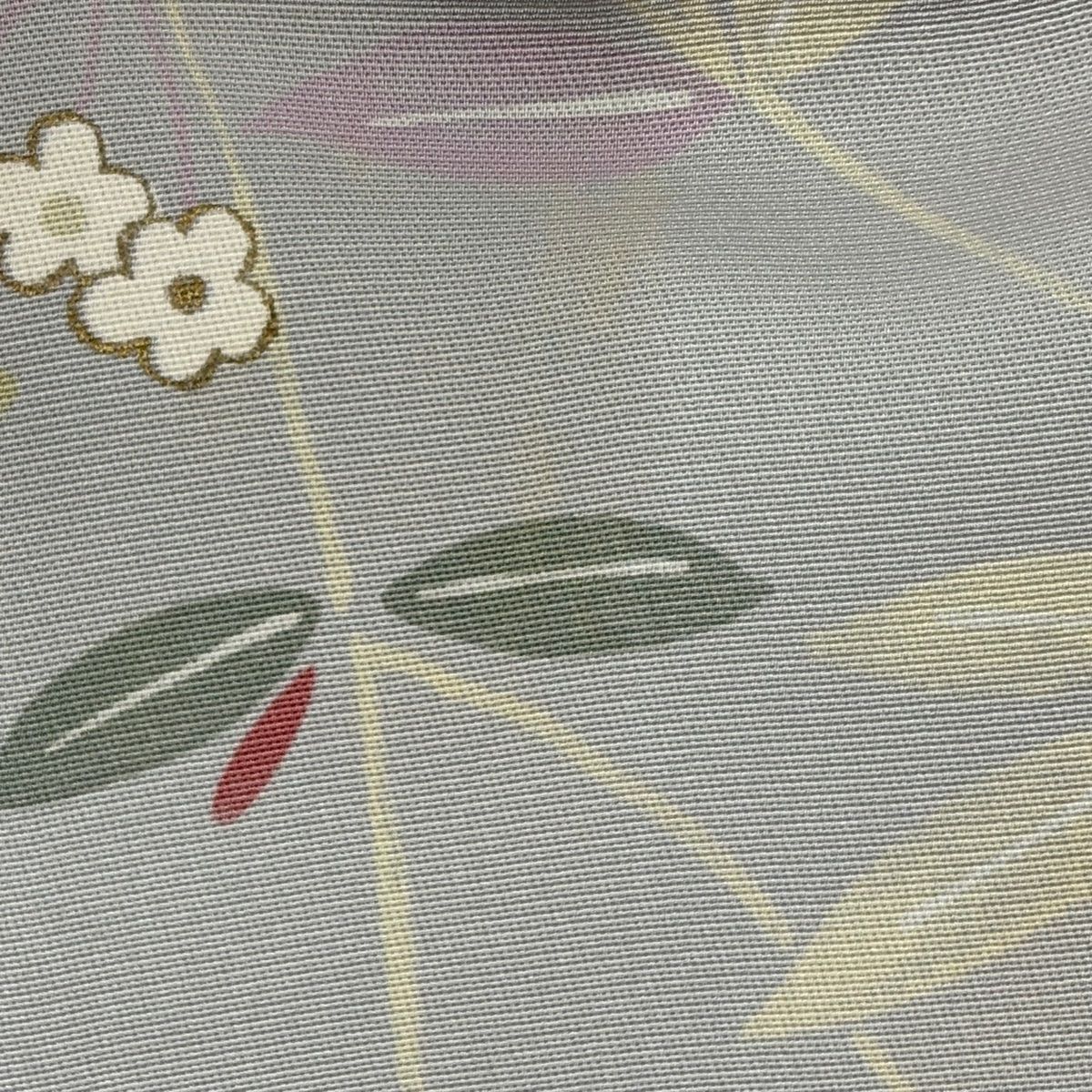 金彩 花菱 葡萄 リーフ模様 付け下げ 着物 035a p