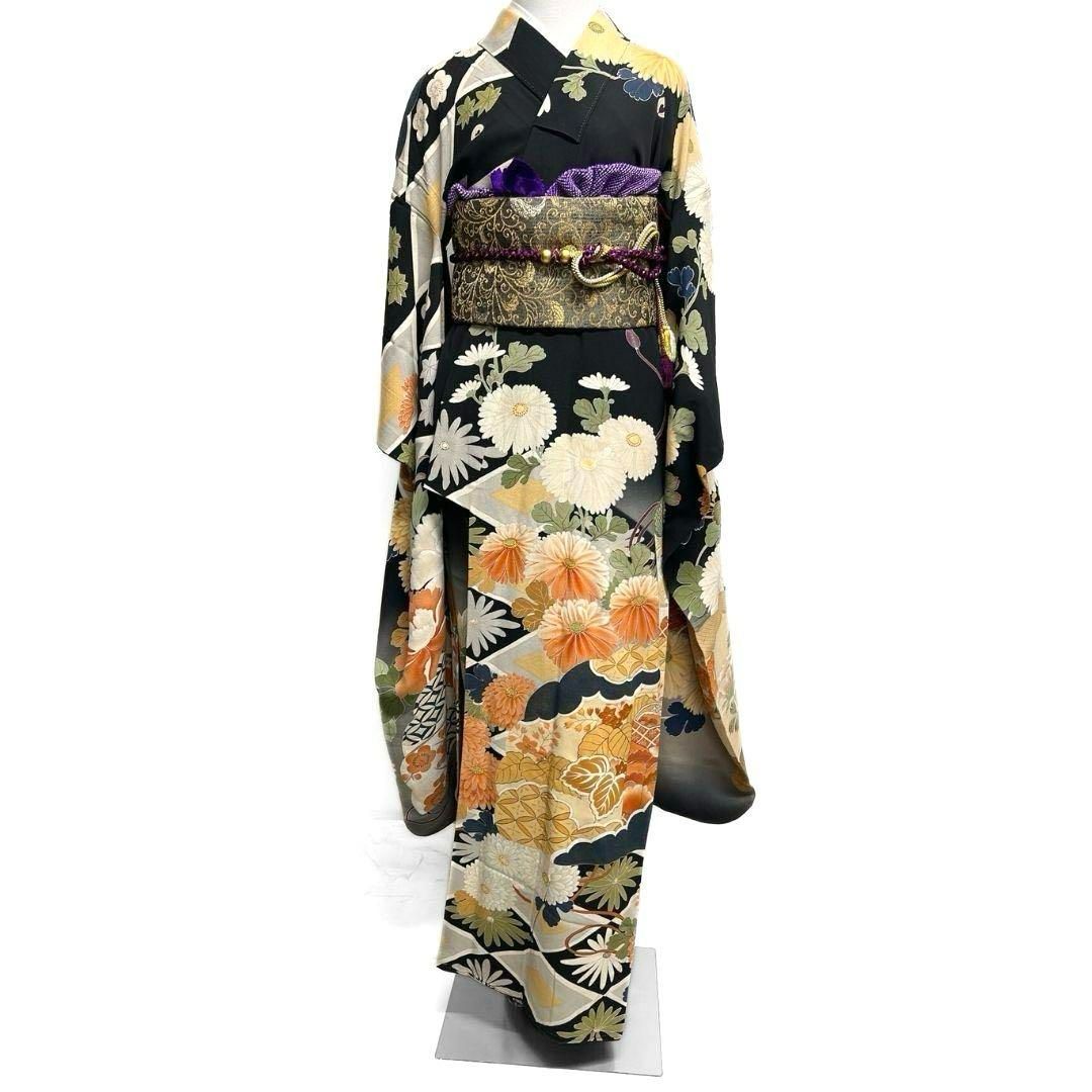 作家もの 銀通し 辻ヶ花模様 桜花模様 振袖 成人式 着物 032a p 正絹