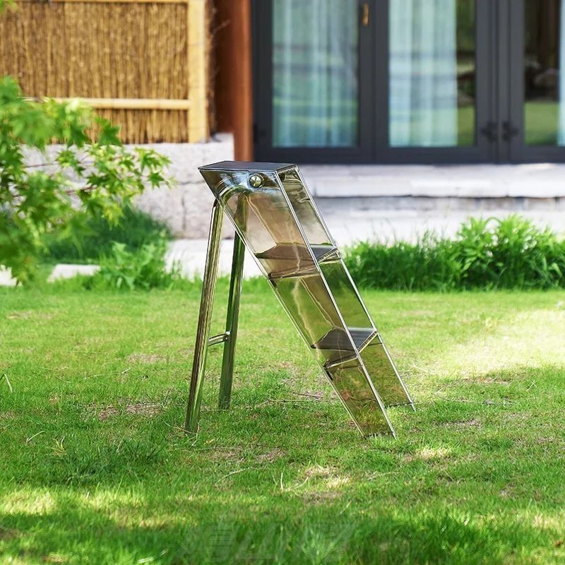 厚いヘリンボーンストレージ3ステップはしごアクリル 透明