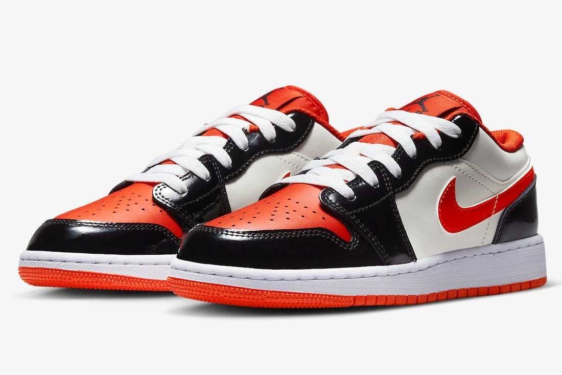スニーカー Nike GS Air Jordan 1 Low \"Team Orange\" Nike Kid's Air Jordan 1 Low GS Shoes - Team Orange / Black