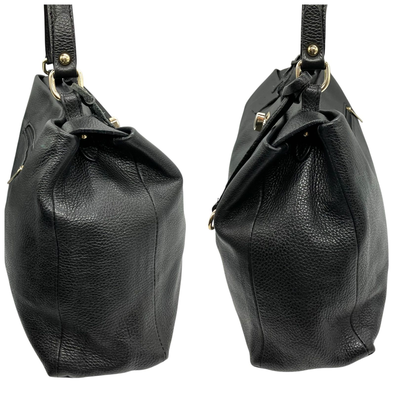 ASHELEN ハンドバッグ 2way ターンロック レザー 黒 1364 ASHELEN ハンドバッグ 2way ターンロック レザー 黒 1364 - メルカリ